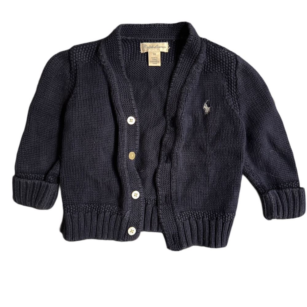 Ralph Lauren Dark Blue Kids Cardigan Knit Sweater